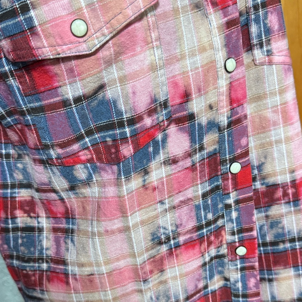 One Teaspoon Distressed Plaid Button-Up Shirt - Picture 2 of 5